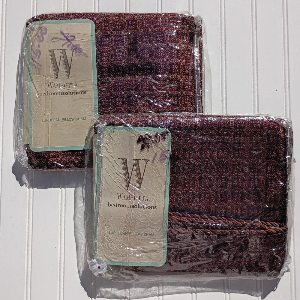 Vintage Pair of WAMSUTTA Euro Shams Hermitage Brown Maroon European Pillow NWT